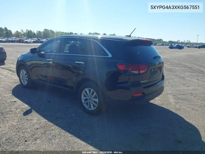 5XYPG4A3XKG567551 2019 Kia Sorento 2.4L L