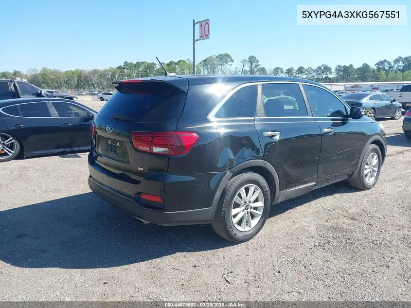 5XYPG4A3XKG567551 2019 Kia Sorento 2.4L L