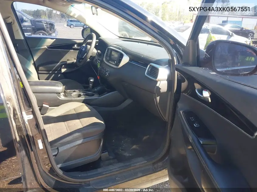 5XYPG4A3XKG567551 2019 Kia Sorento 2.4L L