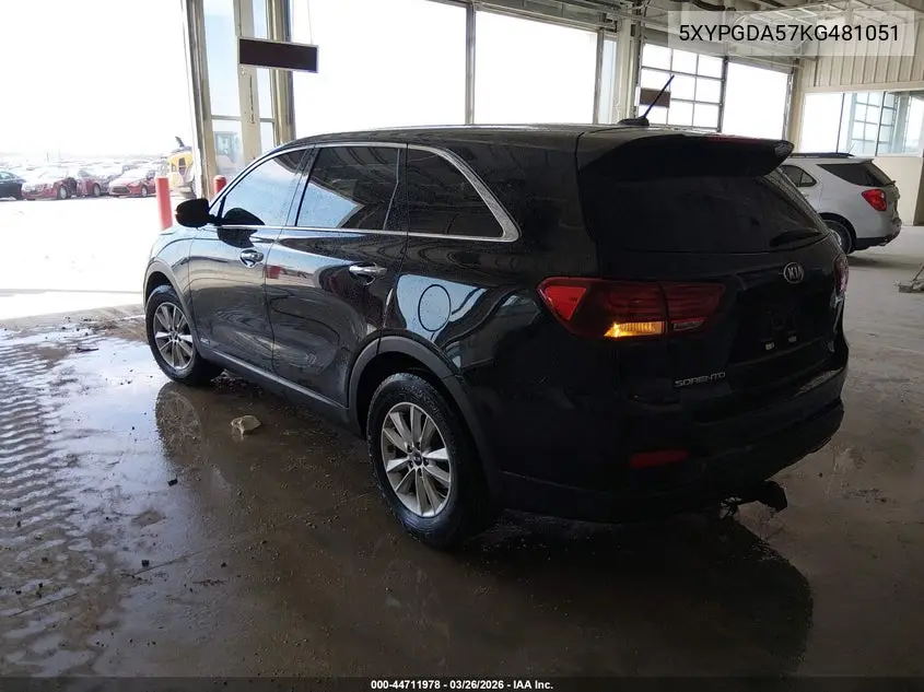 5XYPGDA57KG481051 2019 Kia Sorento 3.3L Lx