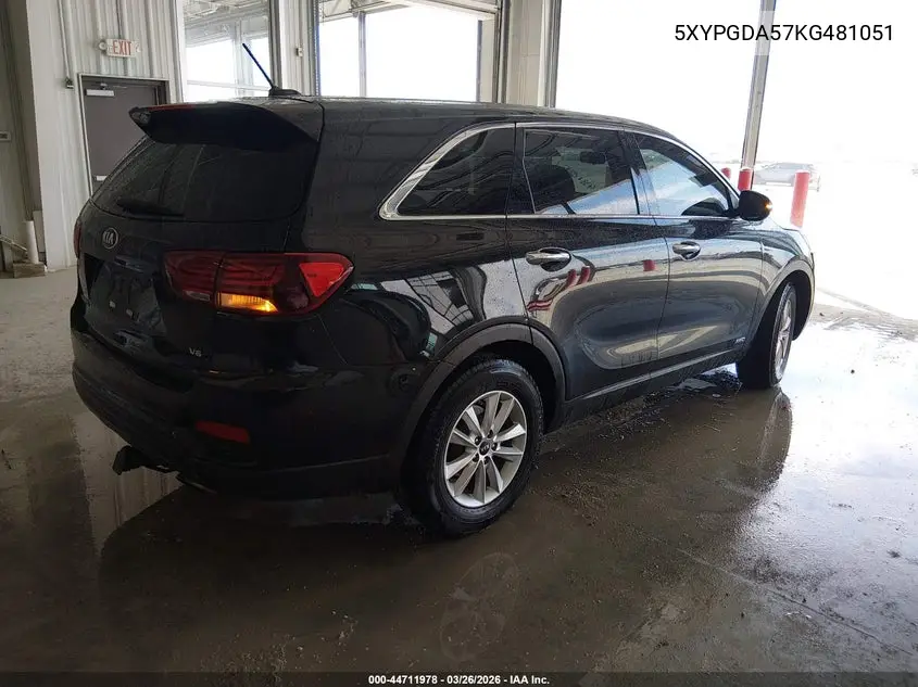 5XYPGDA57KG481051 2019 Kia Sorento 3.3L Lx
