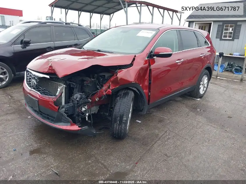 5XYPG4A39LG671787 2020 Kia Sorento 2.4L Lx