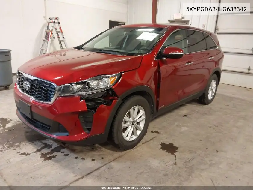 5XYPGDA34LG638342 2020 Kia Sorento 2.4L Lx