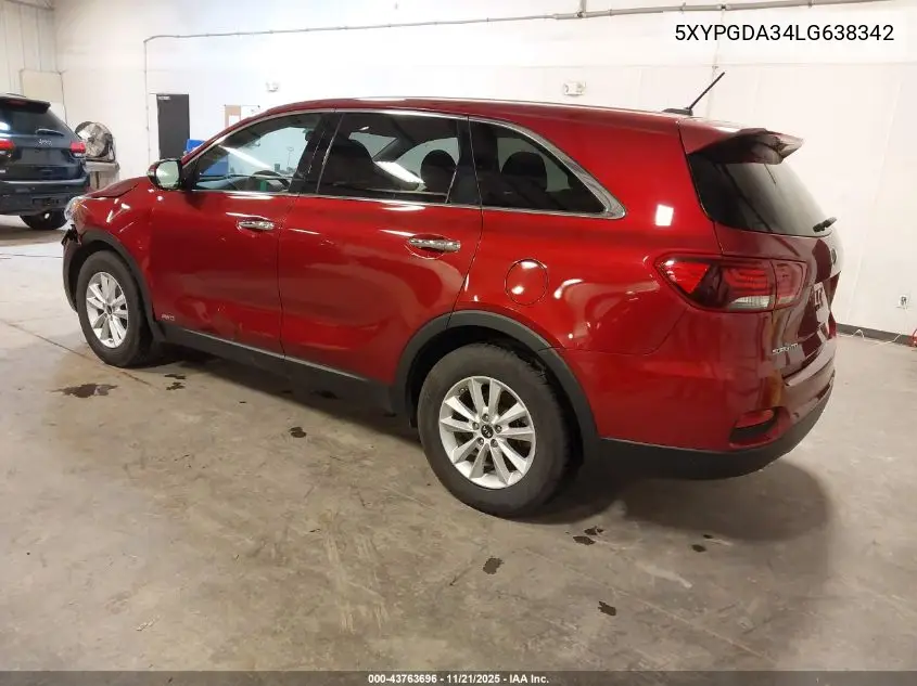 5XYPGDA34LG638342 2020 Kia Sorento 2.4L Lx