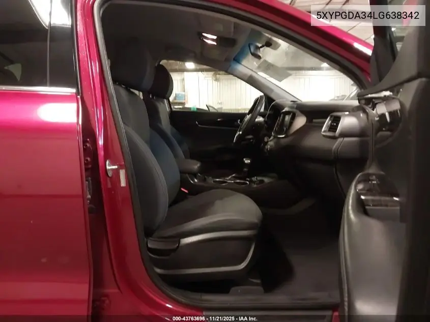 5XYPGDA34LG638342 2020 Kia Sorento 2.4L Lx