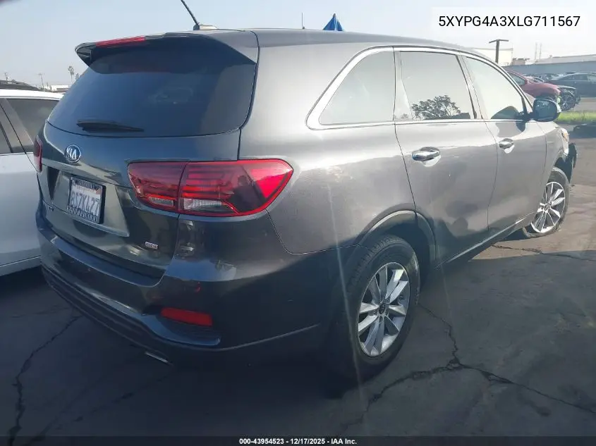 5XYPG4A3XLG711567 2020 Kia Sorento 2.4L Lx