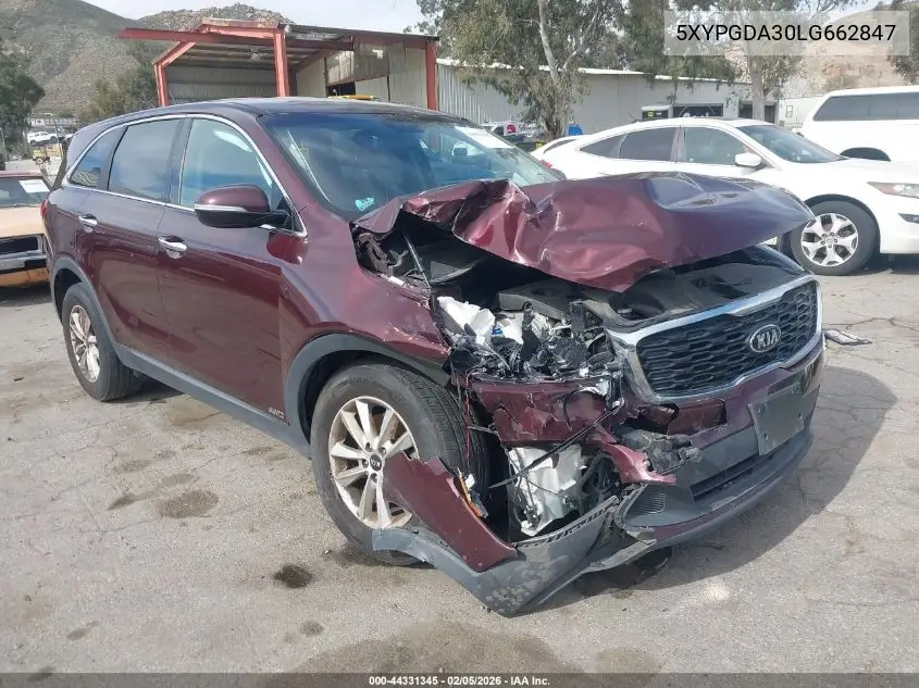 5XYPGDA30LG662847 2020 Kia Sorento 2.4L Lx