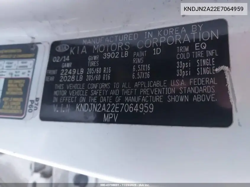 KNDJN2A22E7064959 2014 Kia Soul