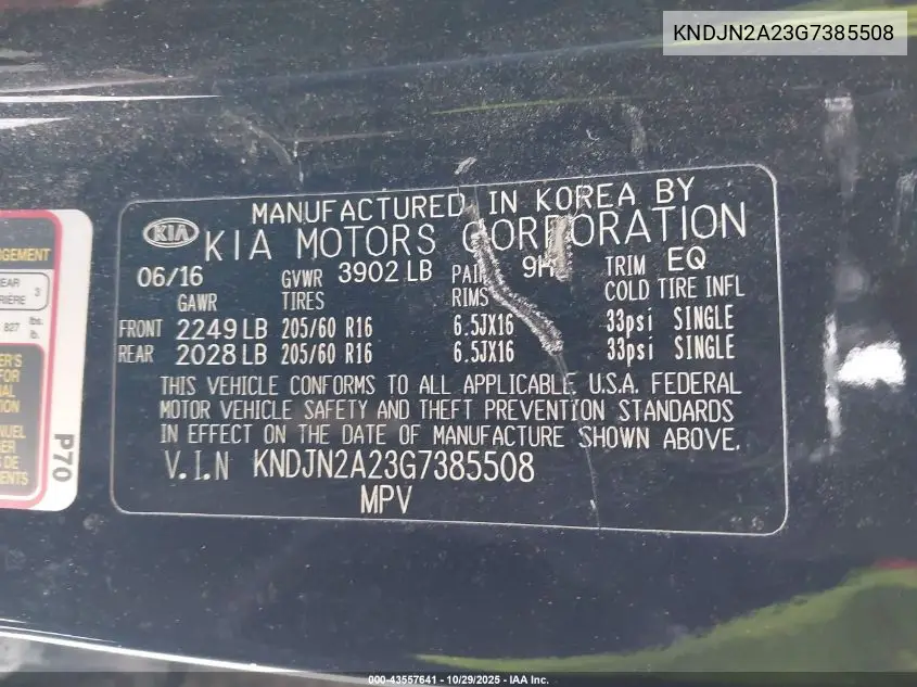 KNDJN2A23G7385508 2016 Kia Soul