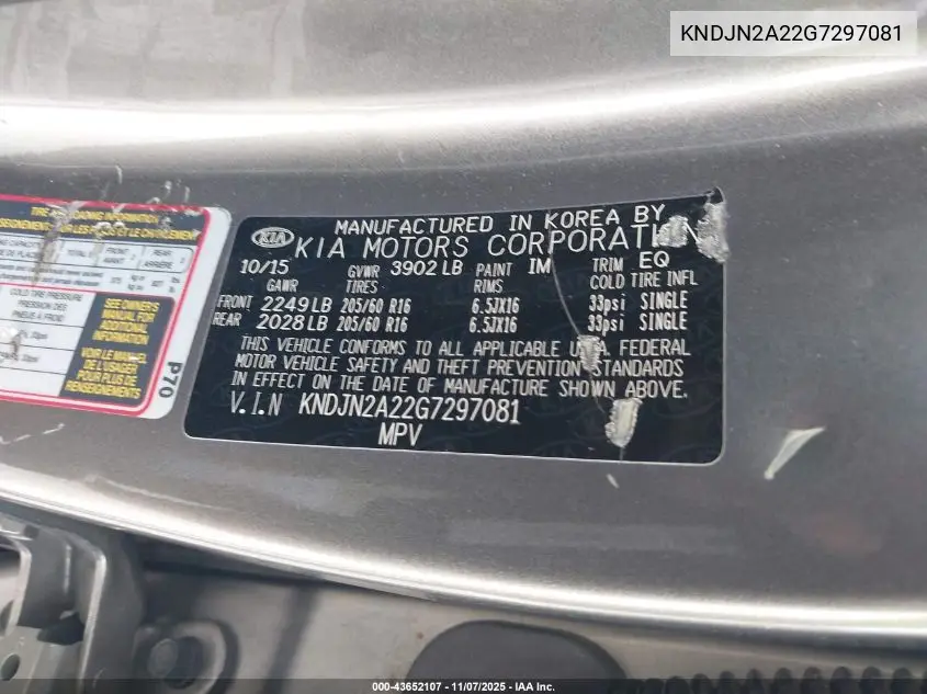 KNDJN2A22G7297081 2016 Kia Soul