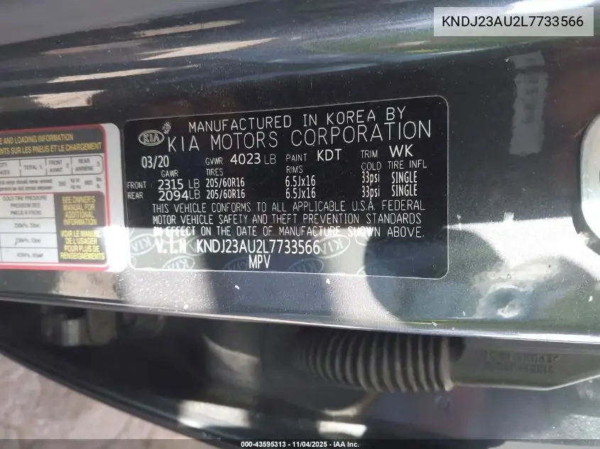 KNDJ23AU2L7733566 2020 Kia Soul Lx