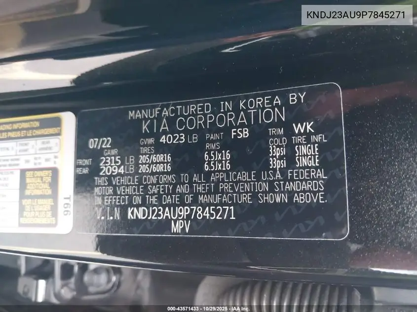 KNDJ23AU9P7845271 2023 Kia Soul Lx