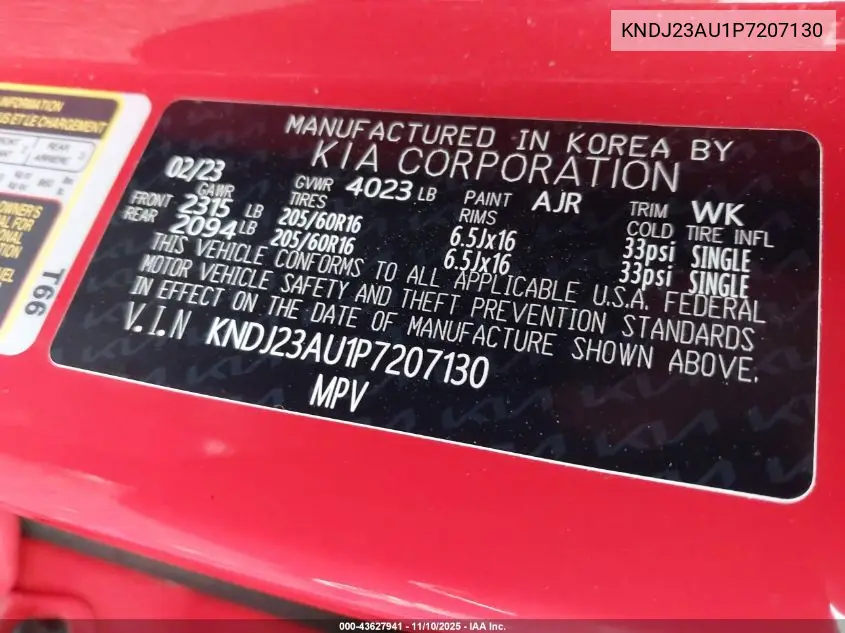 KNDJ23AU1P7207130 2023 Kia Soul Lx