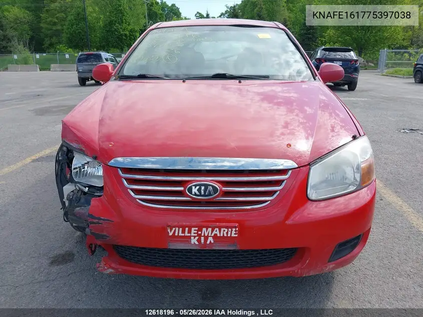 2007 Kia Spectra5 VIN: KNAFE161775397038 Lot: 12618196
