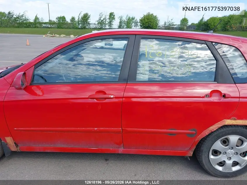 2007 Kia Spectra5 VIN: KNAFE161775397038 Lot: 12618196