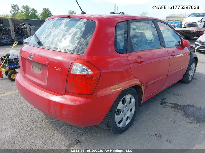 2007 Kia Spectra5 VIN: KNAFE161775397038 Lot: 12618196