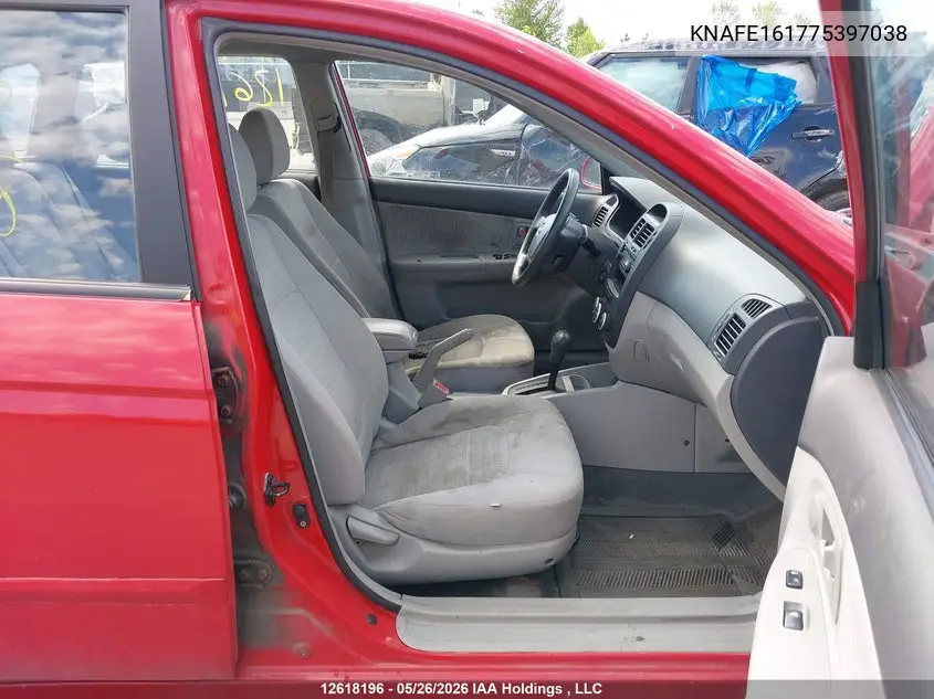 2007 Kia Spectra5 VIN: KNAFE161775397038 Lot: 12618196