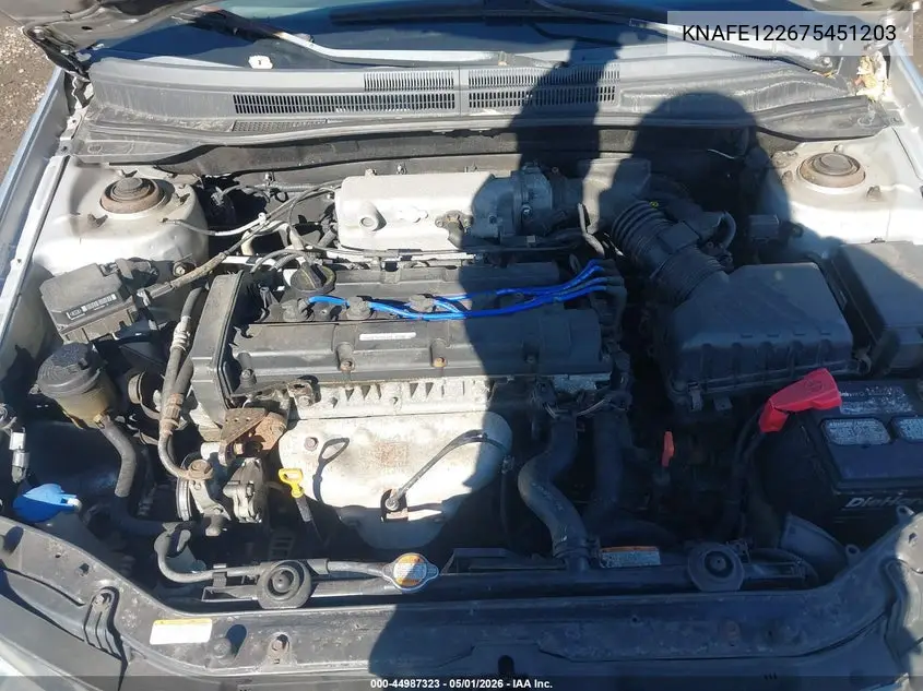 2007 Kia Spectra Ex VIN: KNAFE122675451203 Lot: 44987323