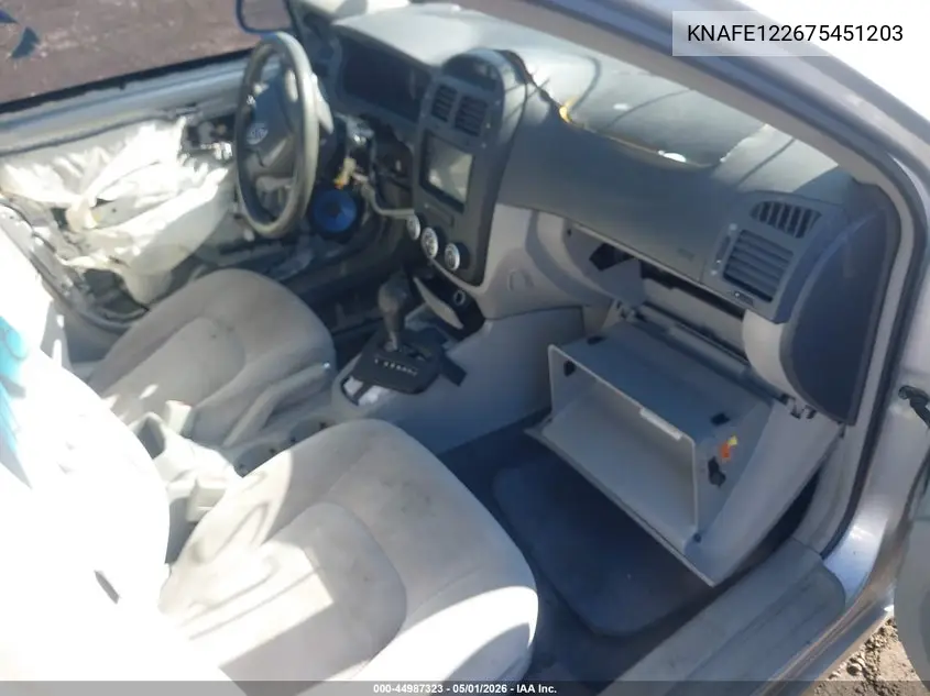 2007 Kia Spectra Ex VIN: KNAFE122675451203 Lot: 44987323
