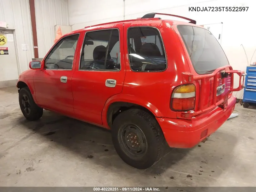 1996 Kia Sportage VIN: KNDJA7235T5522597 Lot: 40228251