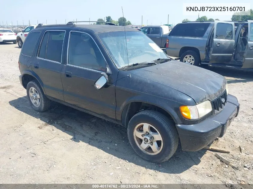 2002 Kia Sportage VIN: KNDJB723X25160701 Lot: 40174762