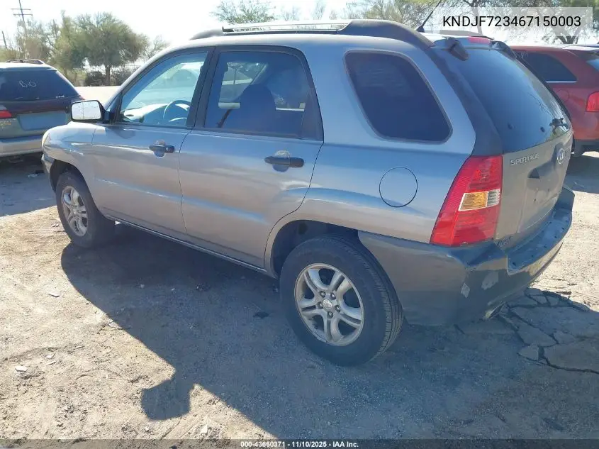 KNDJF723467150003 2006 Kia Sportage Ex V6/Lx V6