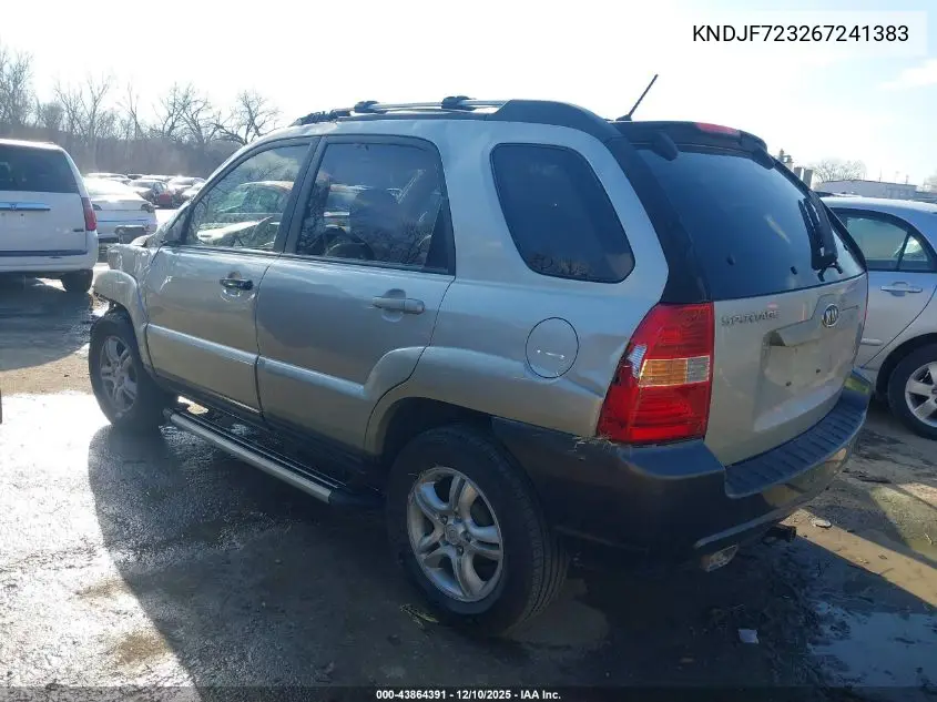 KNDJF723267241383 2006 Kia Sportage Ex V6/Lx V6