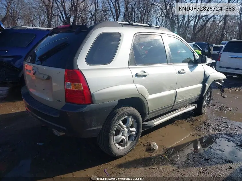 KNDJF723267241383 2006 Kia Sportage Ex V6/Lx V6