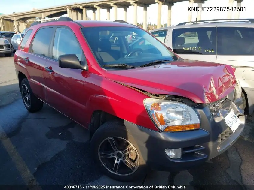 KNDJF722987542601 2008 Kia Sportage Lx