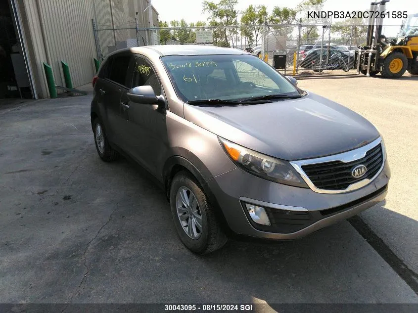 2012 Kia Sportage Lx VIN: KNDPB3A20C7261585 Lot: 30043095