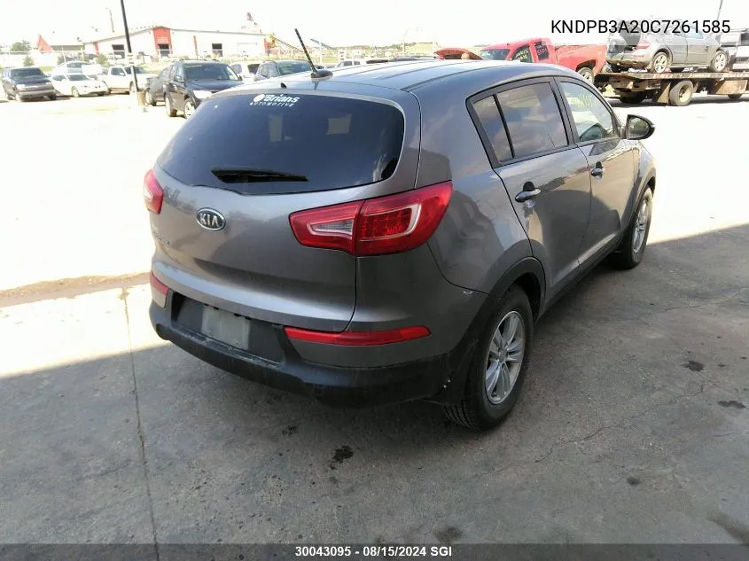 2012 Kia Sportage Lx VIN: KNDPB3A20C7261585 Lot: 30043095