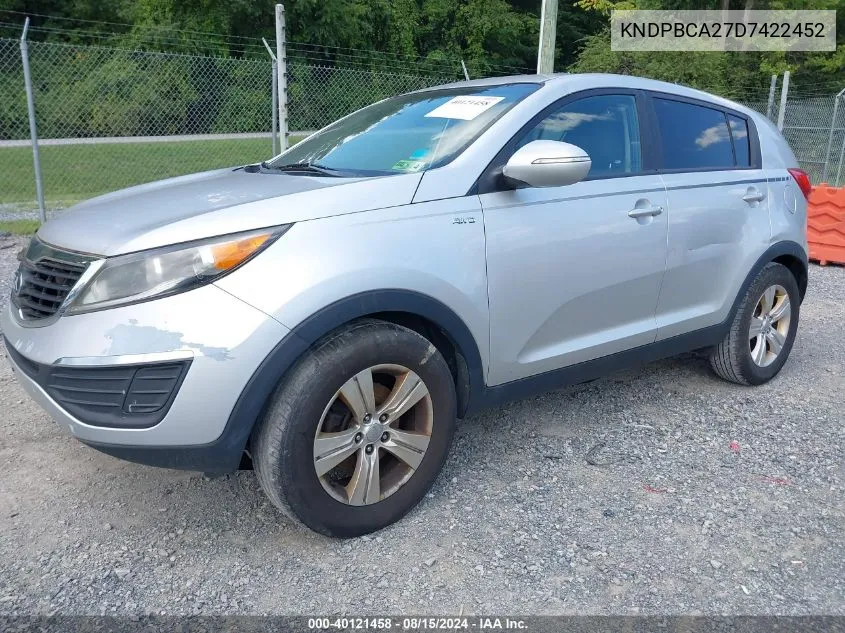 2013 Kia Sportage Lx VIN: KNDPBCA27D7422452 Lot: 40121458