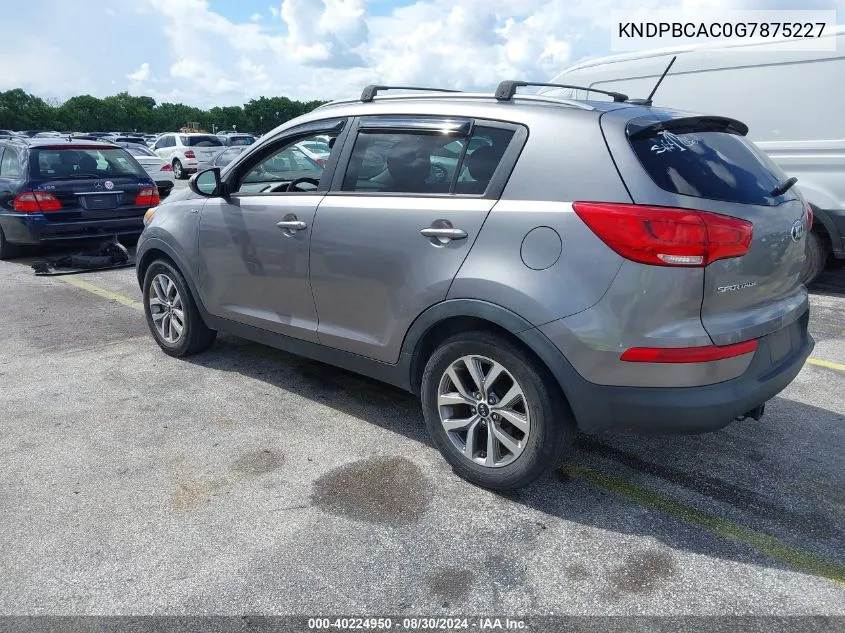 2016 Kia Sportage Lx VIN: KNDPBCAC0G7875227 Lot: 40224950