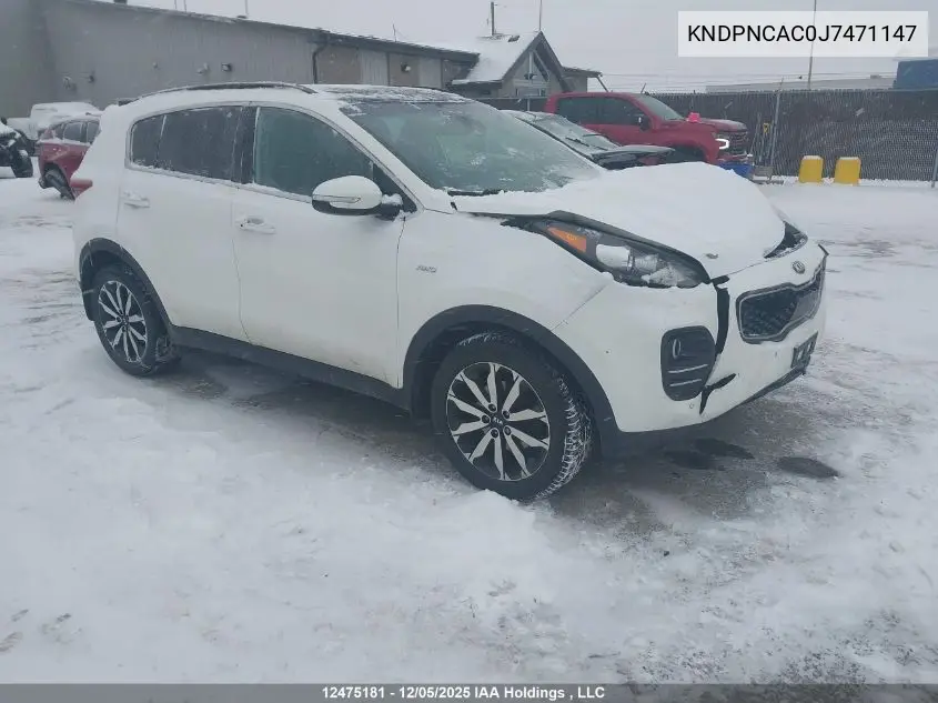KNDPNCAC0J7471147 2018 Kia Sportage Ex