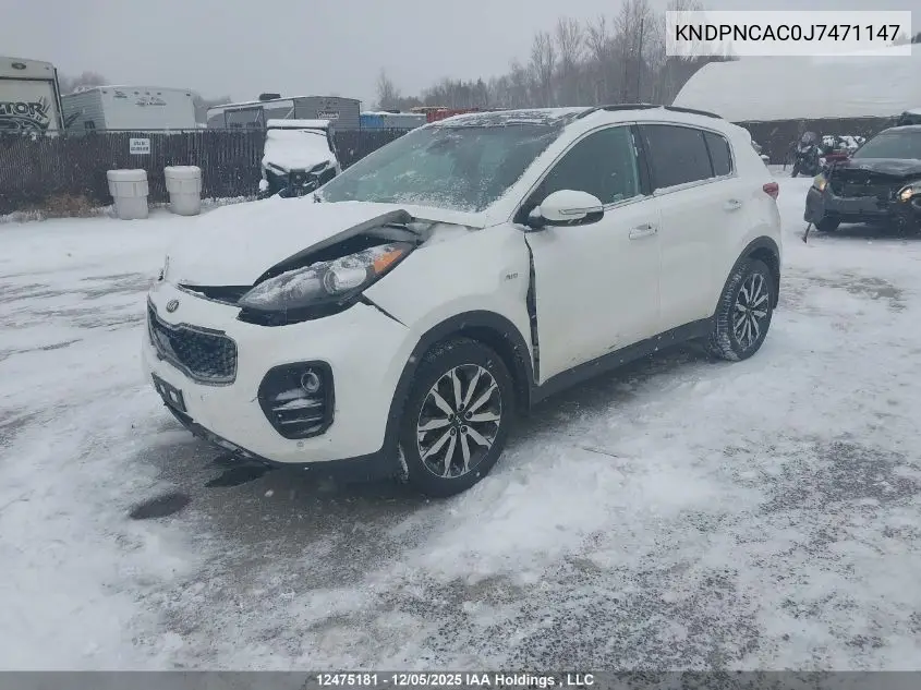 KNDPNCAC0J7471147 2018 Kia Sportage Ex