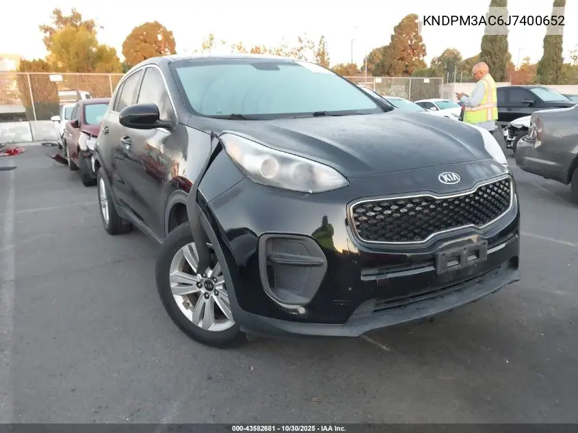 KNDPM3AC6J7400652 2018 Kia Sportage Lx