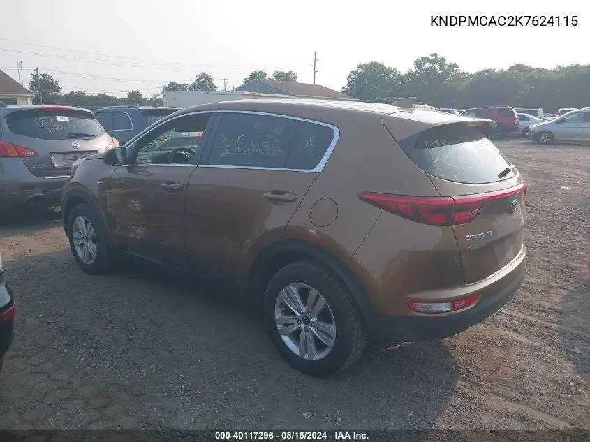 2019 Kia Sportage Lx VIN: KNDPMCAC2K7624115 Lot: 40117296