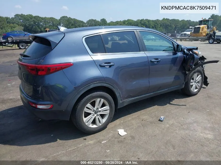 2019 Kia Sportage Lx VIN: KNDPMCAC8K7509471 Lot: 40213250