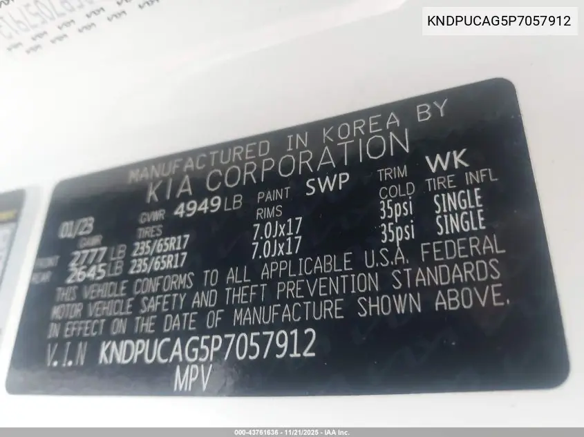 KNDPUCAG5P7057912 2023 Kia Sportage Hybrid Lx