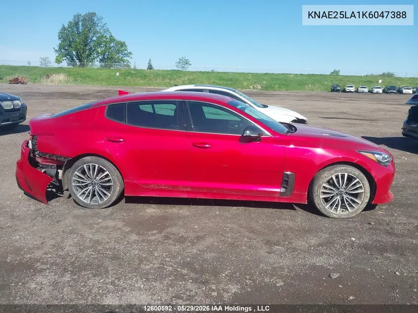 2019 Kia Stinger Gt-Line VIN: KNAE25LA1K6047388 Lot: 12600592