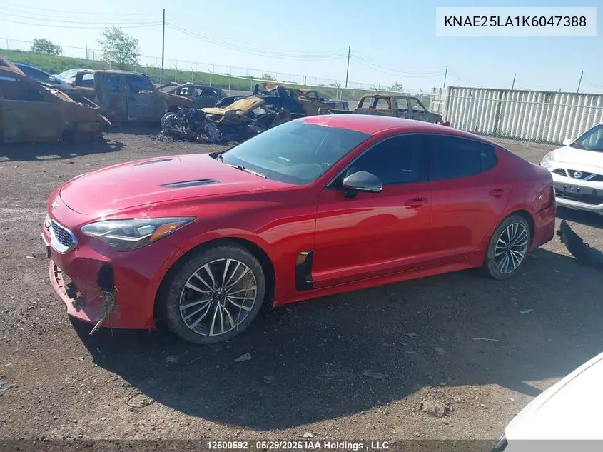 2019 Kia Stinger Gt-Line VIN: KNAE25LA1K6047388 Lot: 12600592