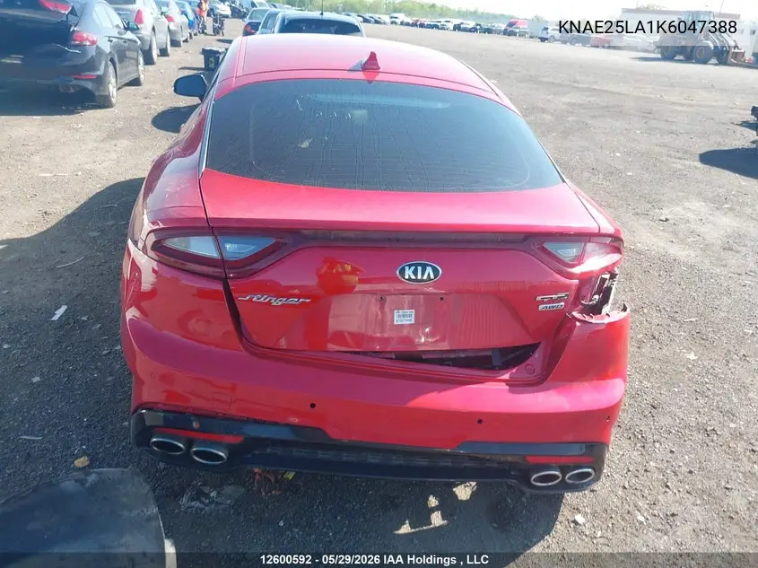 2019 Kia Stinger Gt-Line VIN: KNAE25LA1K6047388 Lot: 12600592