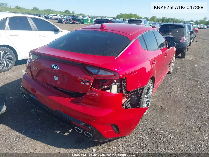 2019 Kia Stinger Gt-Line VIN: KNAE25LA1K6047388 Lot: 12600592