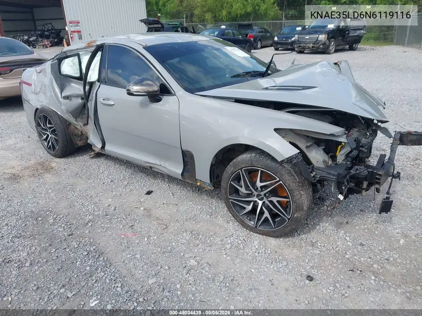 2022 Kia Stinger Gt-Line VIN: KNAE35LD6N6119116 Lot: 45034439
