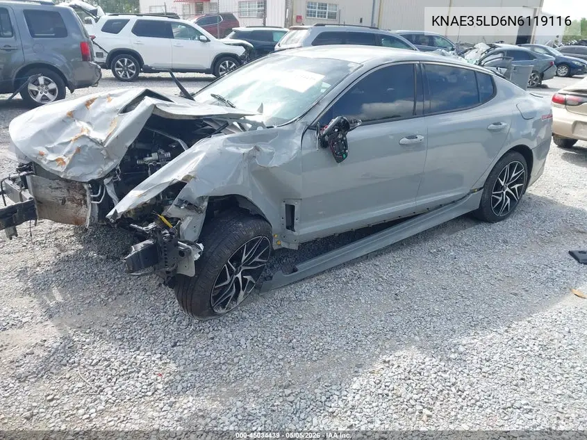 2022 Kia Stinger Gt-Line VIN: KNAE35LD6N6119116 Lot: 45034439