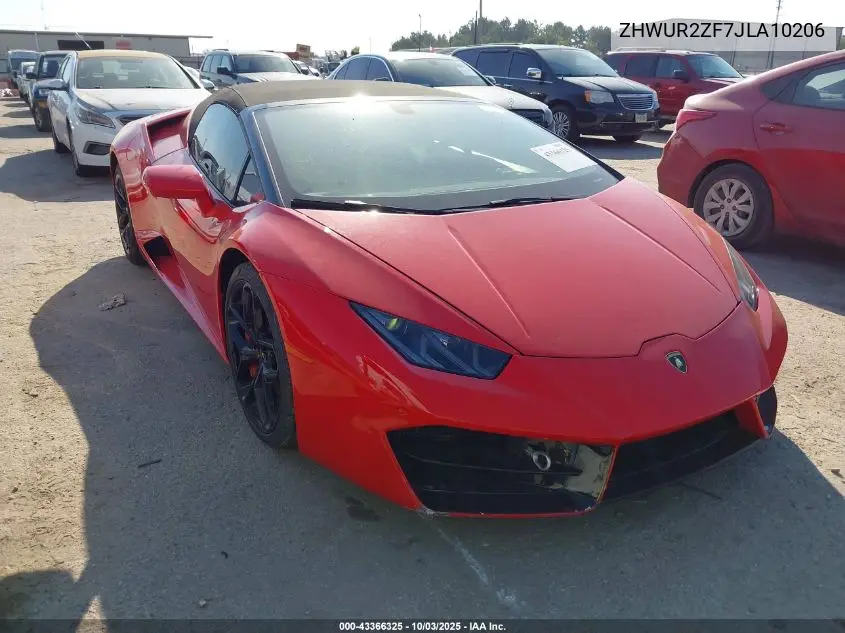 ZHWUR2ZF7JLA10206 2018 Lamborghini Huracan Lp580-2S