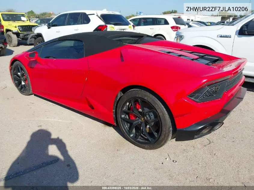 ZHWUR2ZF7JLA10206 2018 Lamborghini Huracan Lp580-2S