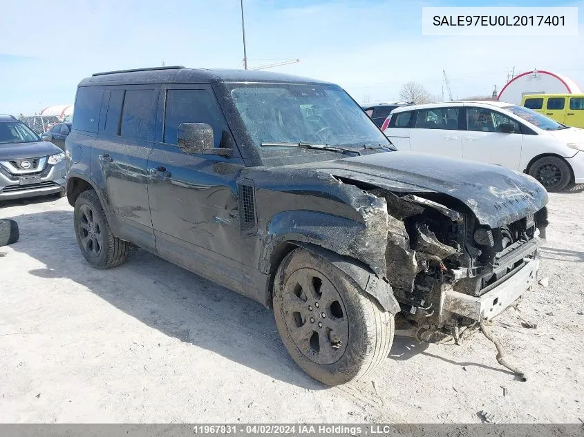 2020 Land Rover Defender 110 VIN: SALE97EU0L2017401 Lot: 11967831