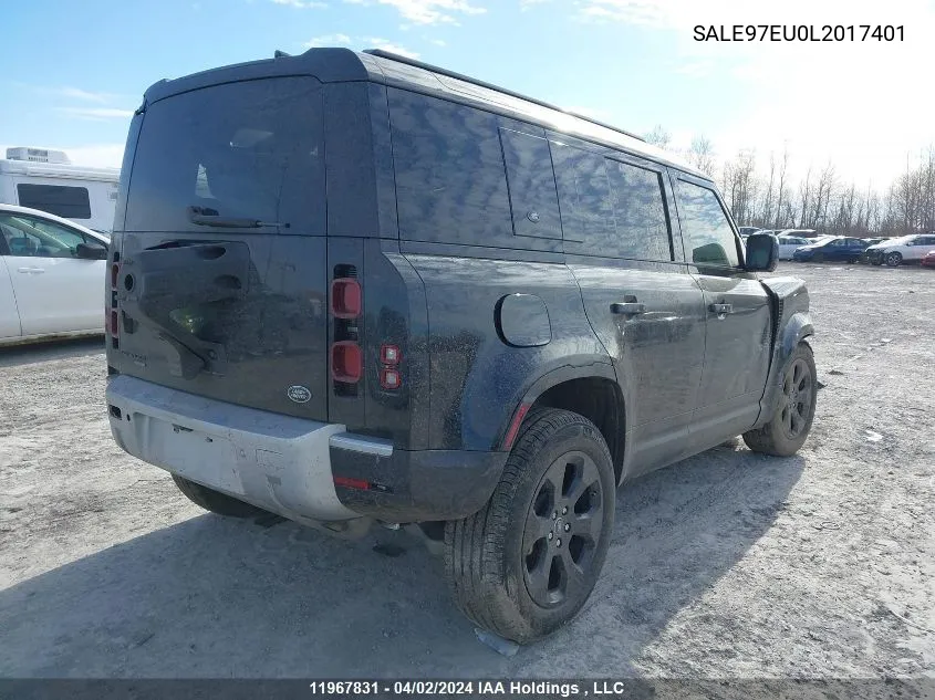 2020 Land Rover Defender 110 VIN: SALE97EU0L2017401 Lot: 11967831