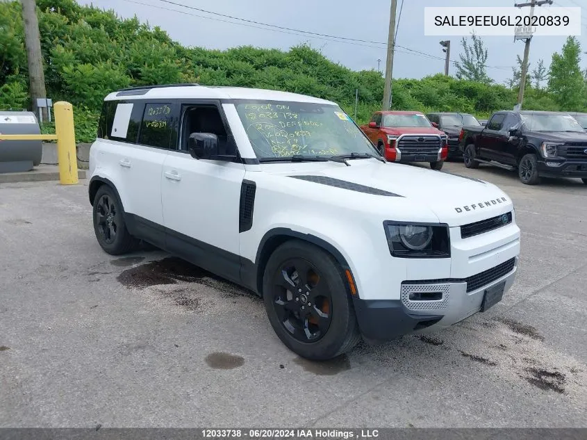 2020 Land Rover Defender VIN: SALE9EEU6L2020839 Lot: 12033738